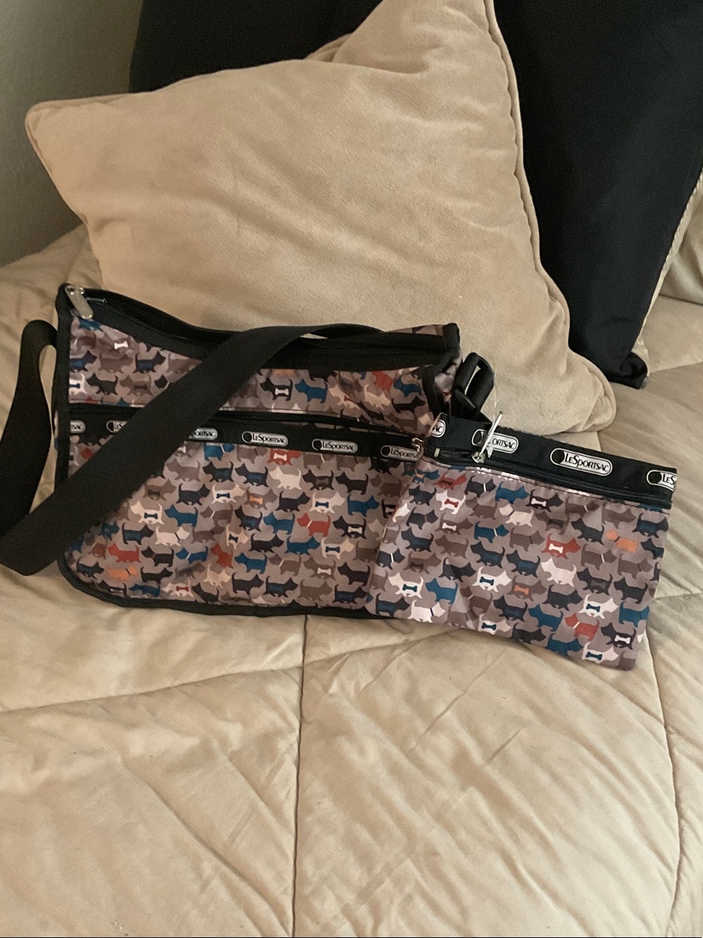 Lesportsac Multicolor Dog-Print Messenger Bag